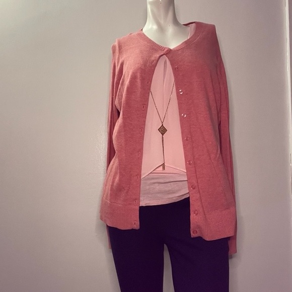 Womens Button Up Sweater Cardigan Pink 